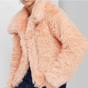 Wild Fable Blush Pink Faux Fur Coat Size Large